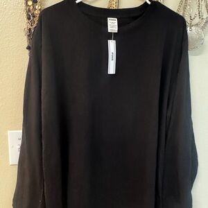 PINK Victoria's Secret Black Crewneck Long Sleeve Top